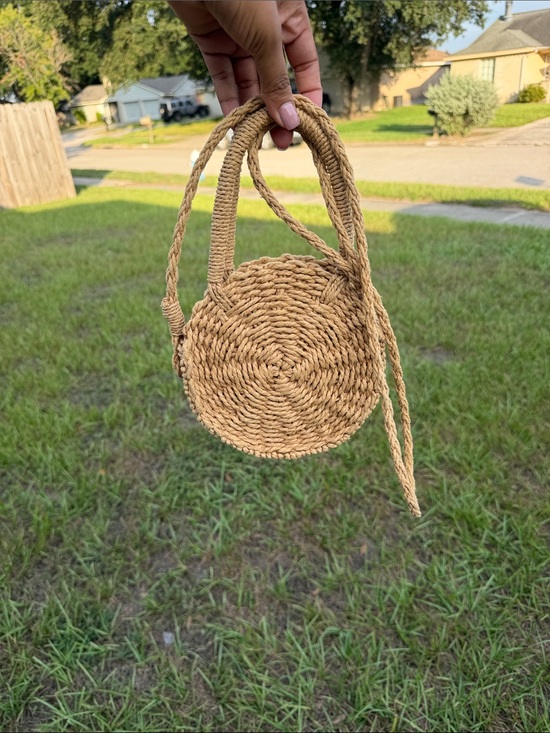Forever 21 Handbags - Forever 21 Woven Round Straw Crossbody Bag - Natural